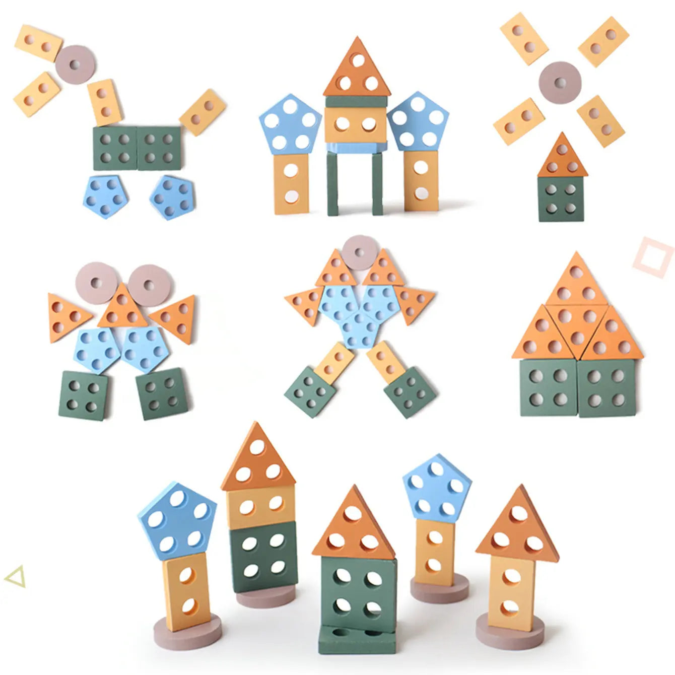 Montessori Toys For 3- 6 Year Old Boys Girls-Wooden Sorting & Stacking Toys