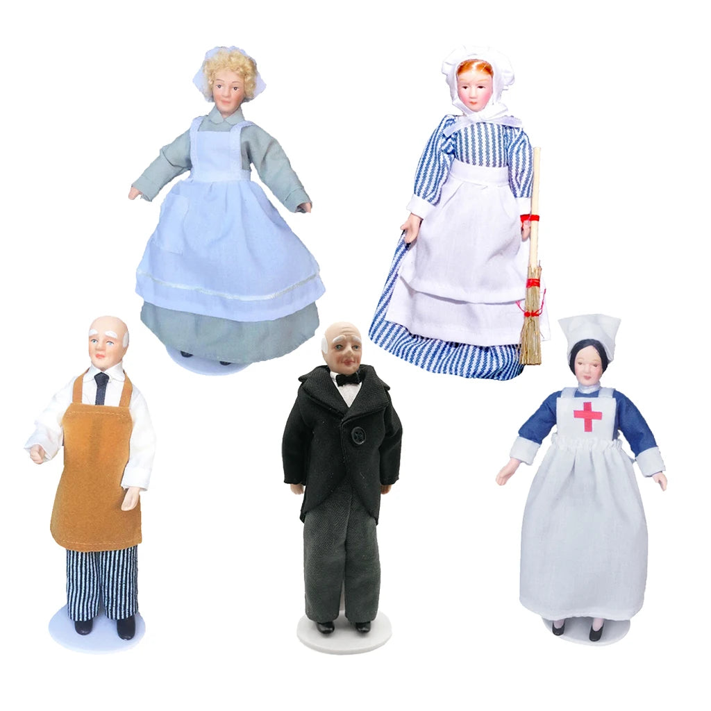 1/12 Dollhouse Miniature Porcelain Doll People Model Beautiful Boy Girl Decor