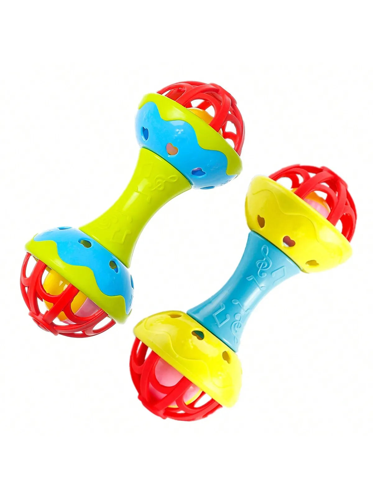 1pc random color Toddler Double-headed Hand Rattles Soothing Hand Grip Rattles Toys