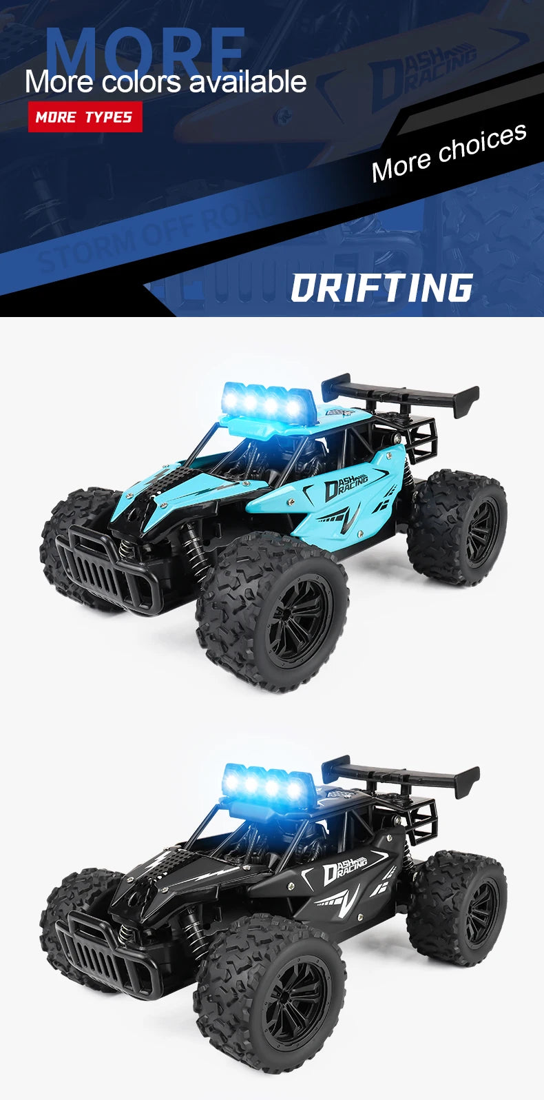 1:16 2.4G 20km/H Model With LED Lights 2wd Off-Road Remote Control car