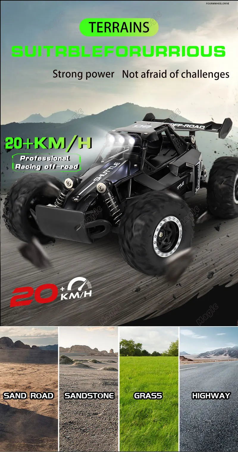 New RC Car 1:16 2.4Gh 20KM/H Model With LED Lights 2WD Off-road Remote Control