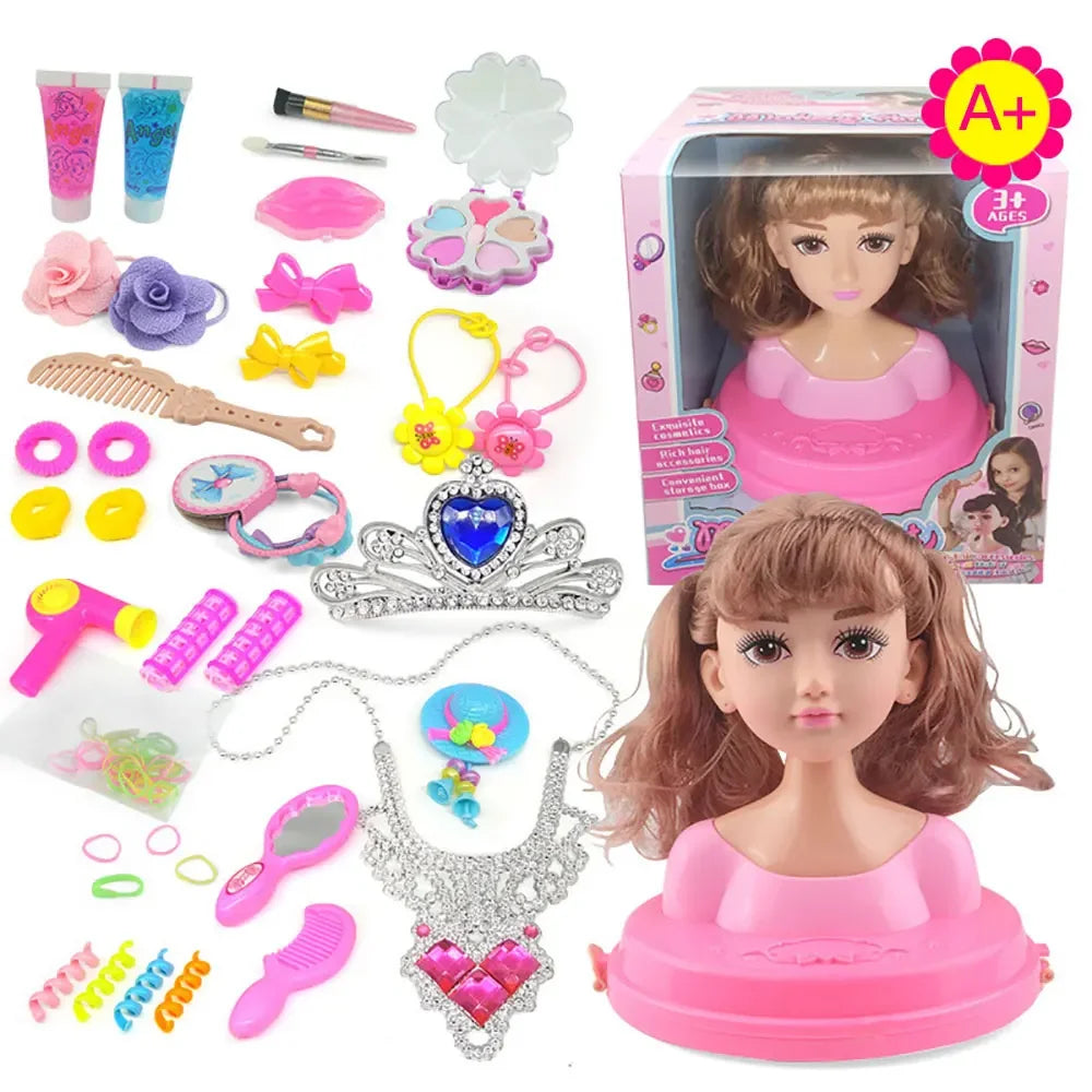 Dolls Styling Head Makeup Comb Hair Toy Doll Set Pretend Play Princess