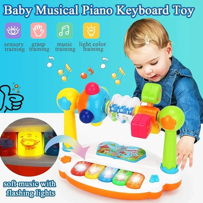 Kids Rotating Music Piano Keyboard With Light Sound