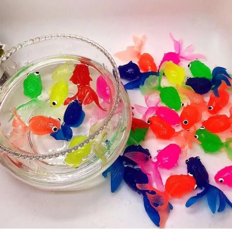 Children's 10Pcs/Set Kawaii Simulation Rubber Goldfish Baby Bath Water Play Games Toys for Kids Toddlers Bathing Shower Gifts