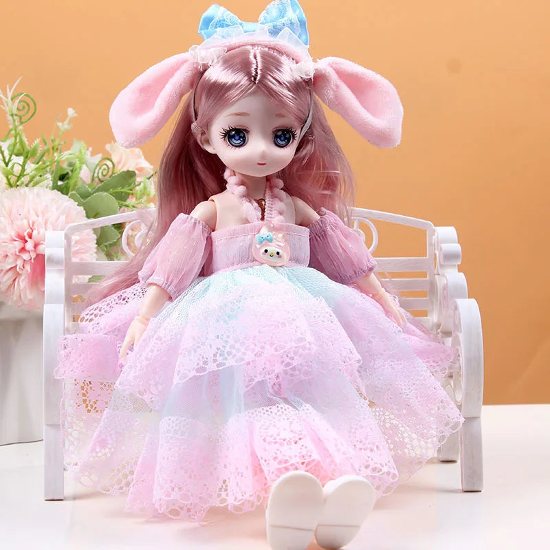 30CM Movable Joint Doll Girl Dress Up DIY Toys Cute Safety Baby Doll Babies