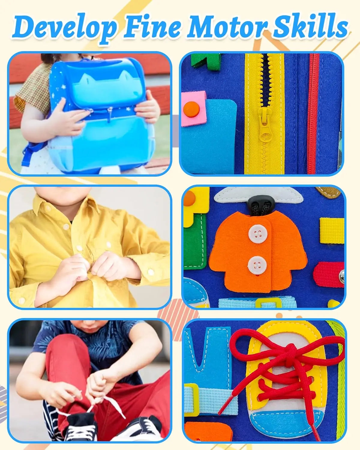 Toddler Busy Board Montessori Toys Learning Educational Activities Travel Toy Dinosaur