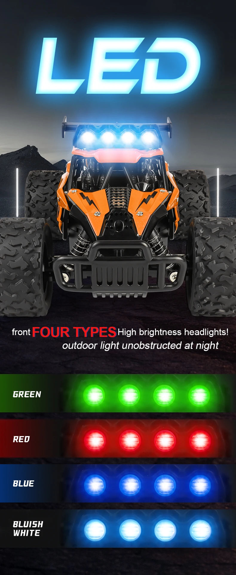 1:16 2.4G 20km/H Model With LED Lights 2wd Off-Road Remote Control car