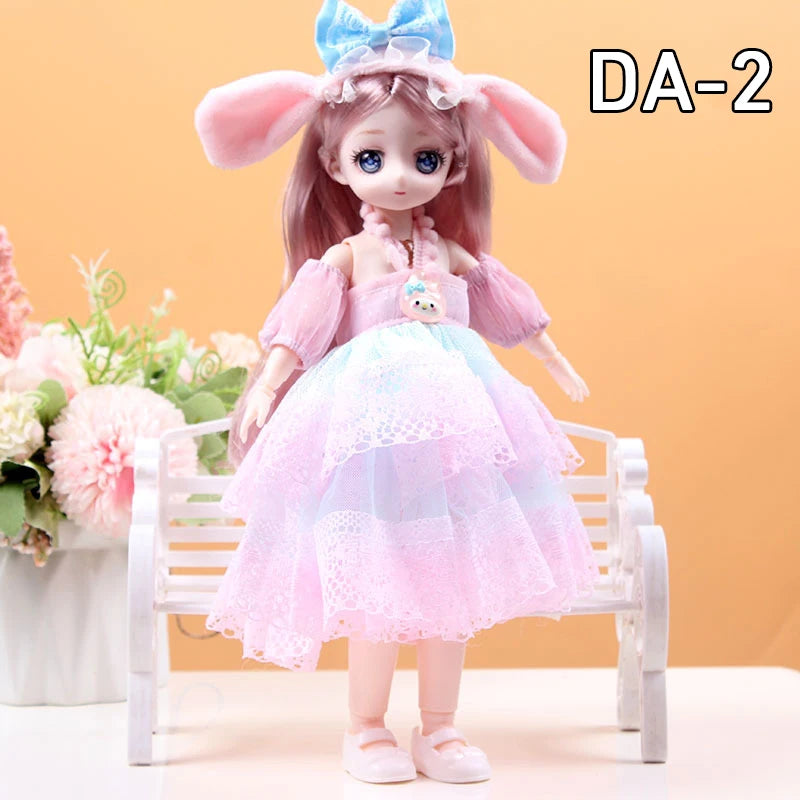 30CM Movable Joint Doll Girl Dress Up DIY Toys Cute Safety Baby Doll Babies
