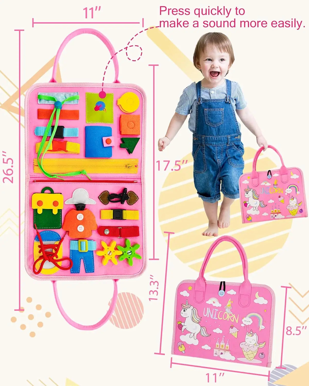 Toddler Busy Board Montessori Toys Learning Educational Activities Travel Toy Dinosaur