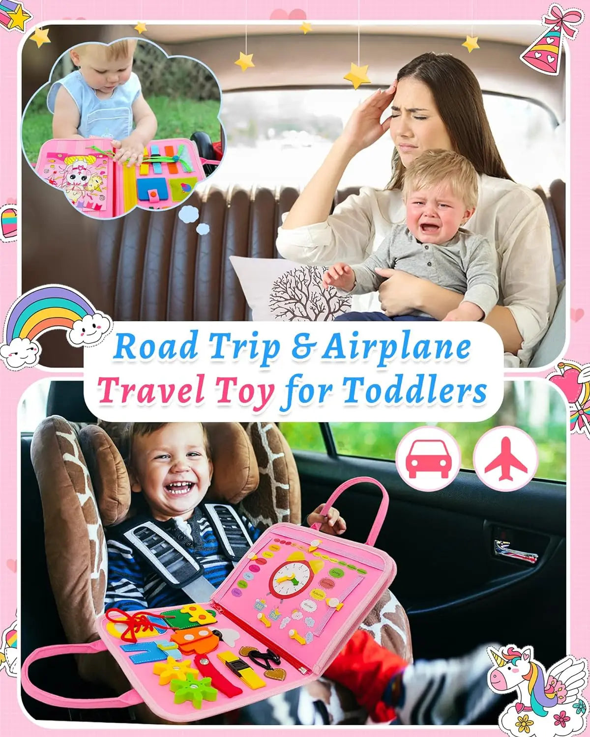 Toddler Busy Board Montessori Toys Learning Educational Activities Travel Toy Dinosaur
