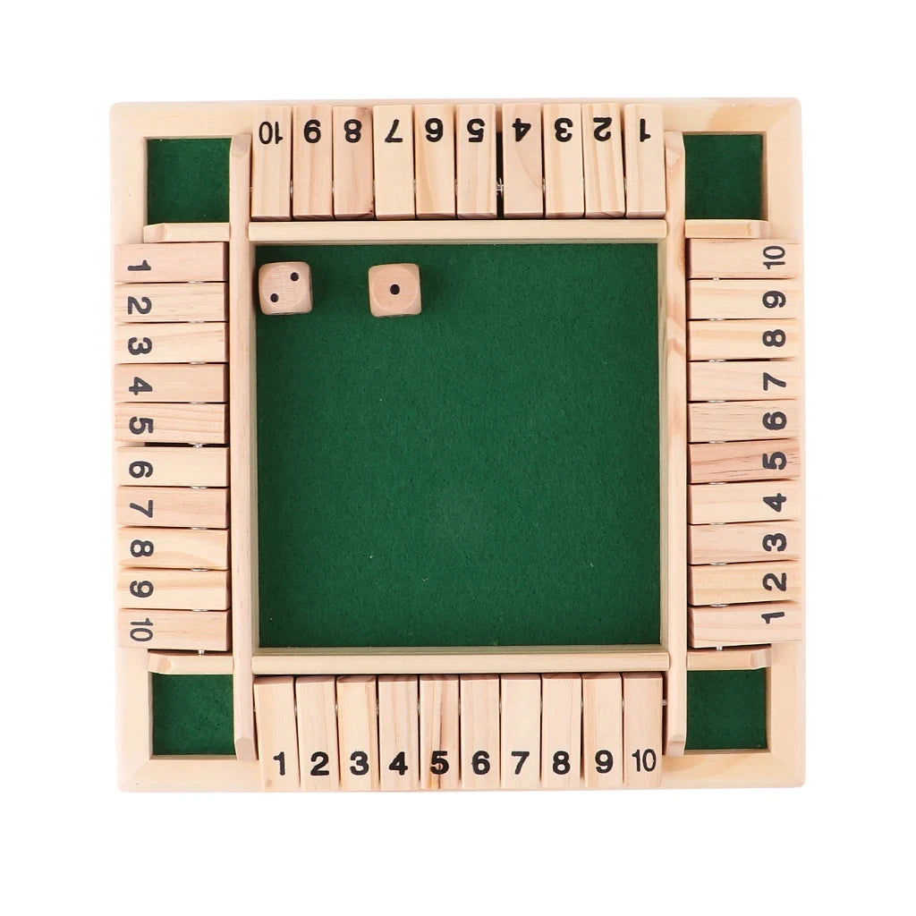 Deluxe Four Sided 10 Numbers Shut The Box Board Game