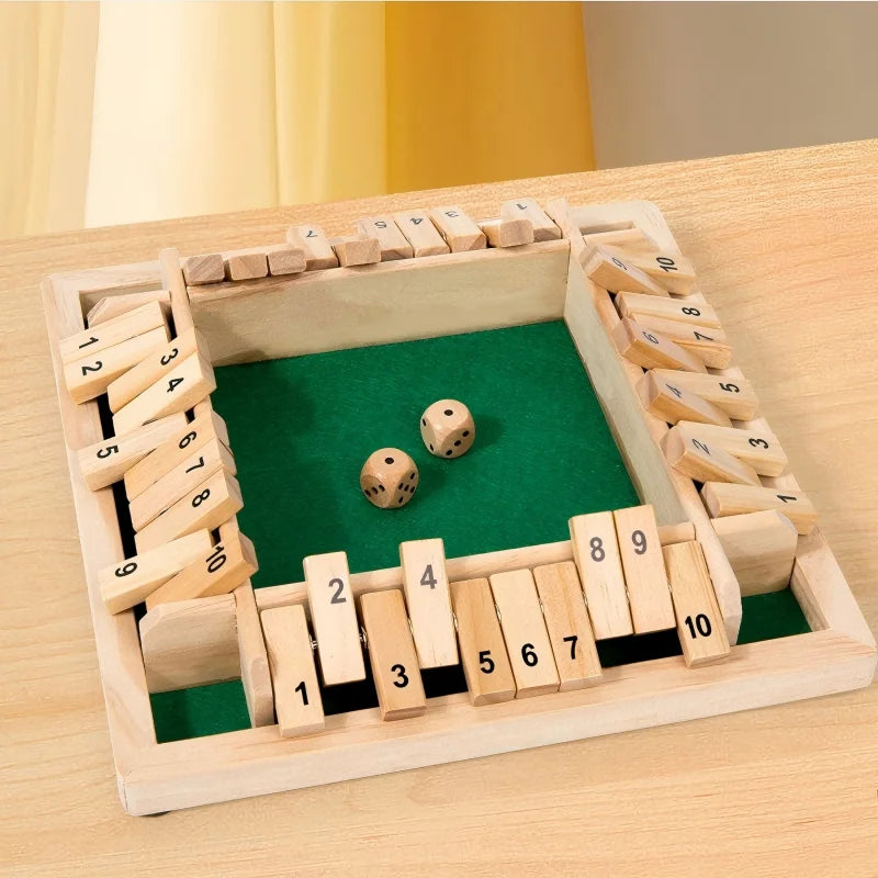 Deluxe Four Sided 10 Numbers Shut The Box Board Game