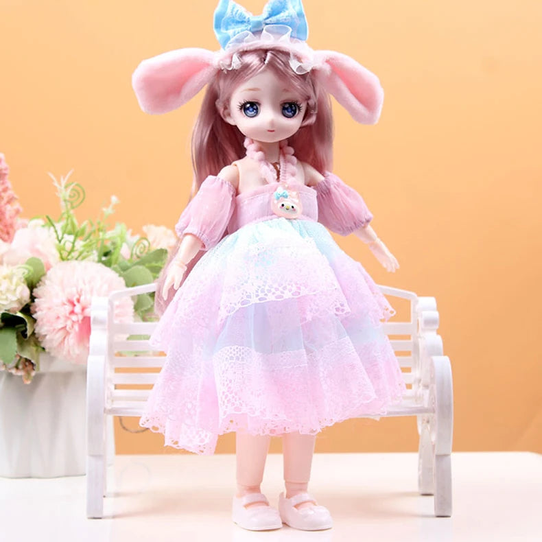 30CM Movable Joint Doll Girl Dress Up DIY Toys Cute Safety Baby Doll Babies