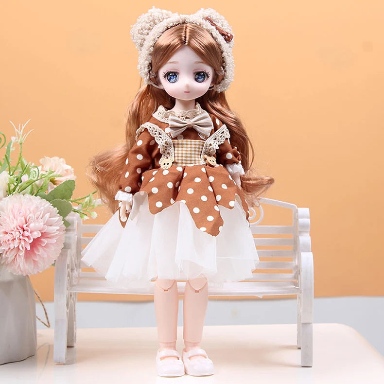 30CM Movable Joint Doll Girl Dress Up DIY Toys Cute Safety Baby Doll Babies