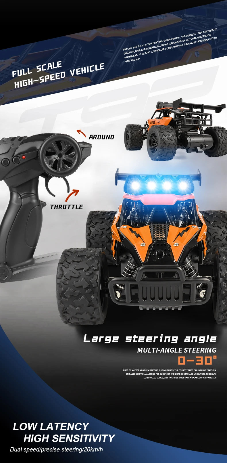 1:16 2.4G 20km/H Model With LED Lights 2wd Off-Road Remote Control car