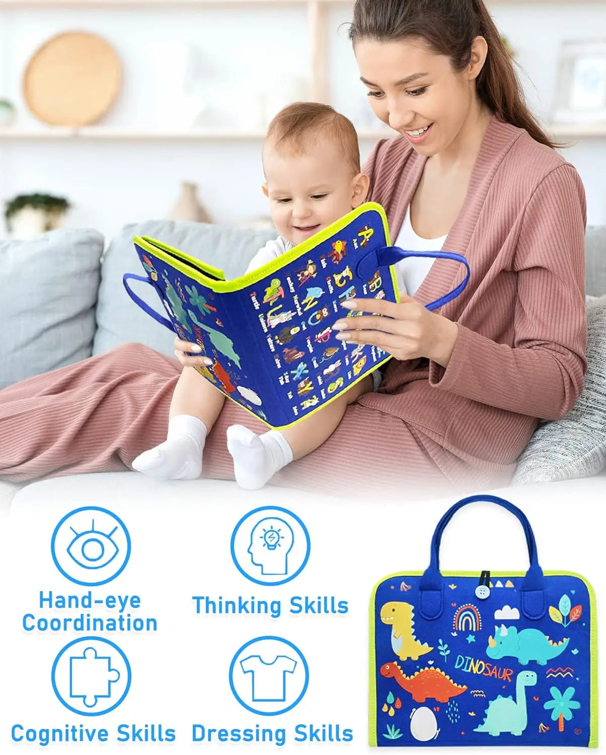 Toddler Busy Board Montessori Toys Learning Educational Activities Travel Toy Dinosaur