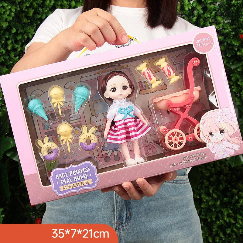Toys BJD Doll for Girls Gifts Princess Bag Pet Shop Bicycle Joint Movable Full Set