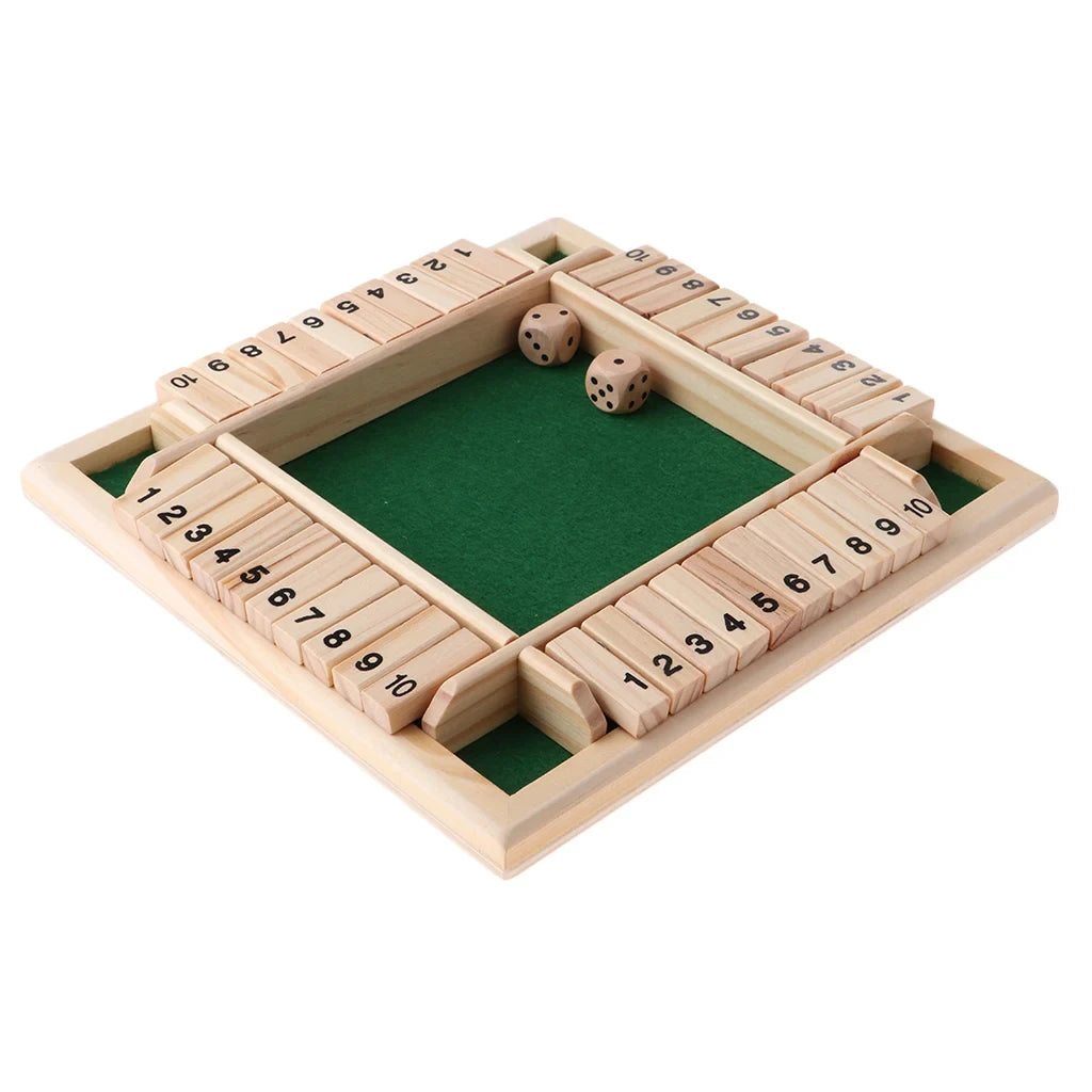 Deluxe Four Sided 10 Numbers Shut The Box Board Game