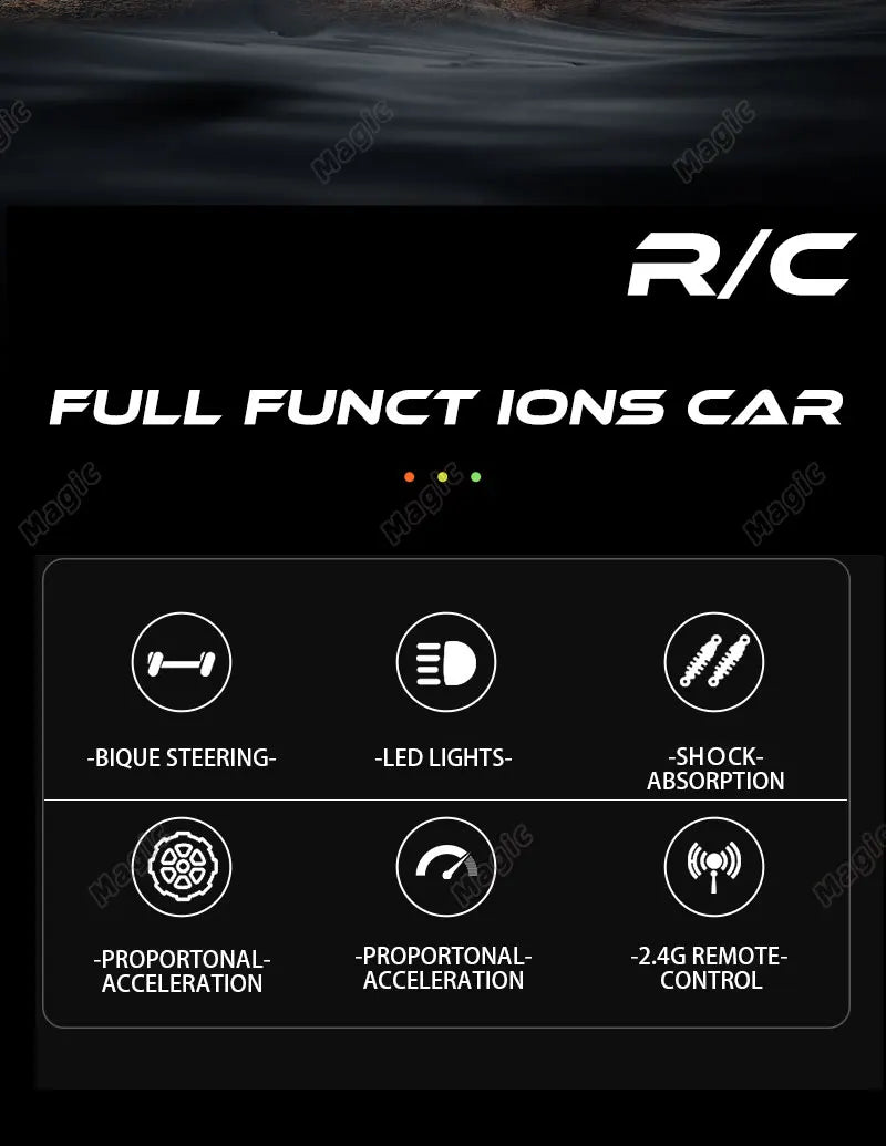 New RC Car 1:16 2.4Gh 20KM/H Model With LED Lights 2WD Off-road Remote Control