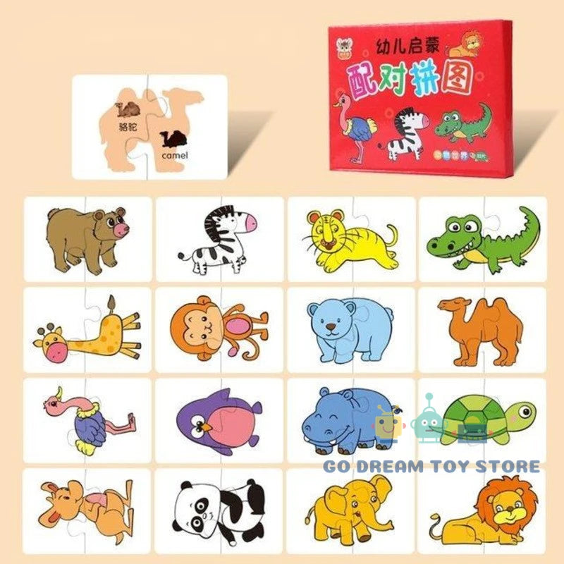 Early Montessori Education Puzzle Toys, Jigsaw Animal Color Shape cards