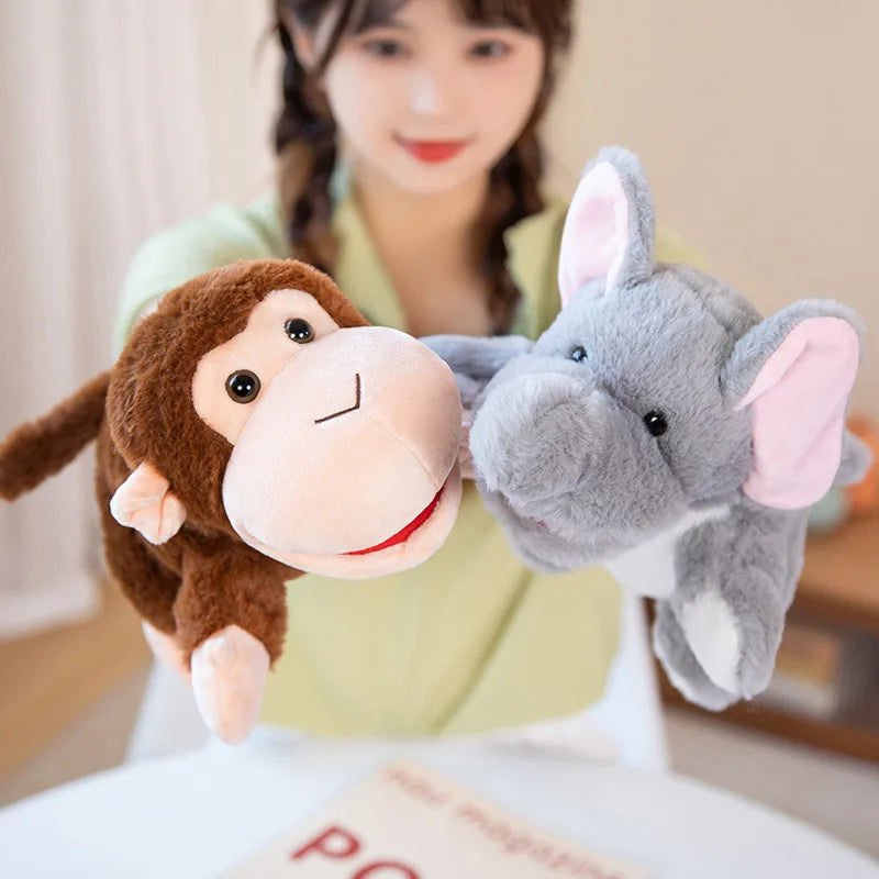 Stuffed Plush Animals Toys Hand Finger Story Puppet Lion Elephant Bunny Monkey
