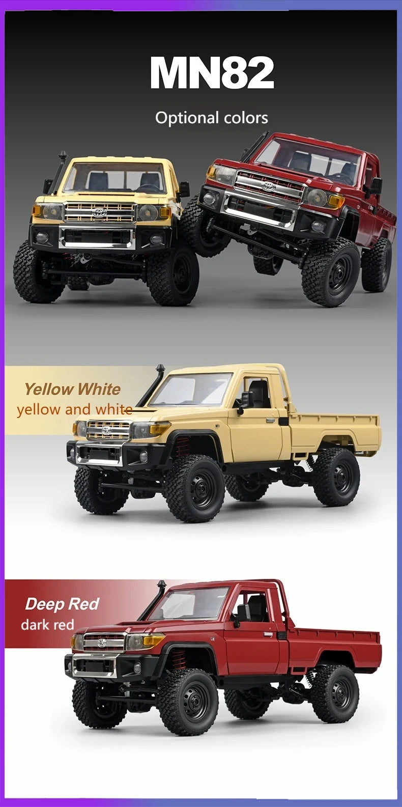 MN82 1:12 Retro with LED Lights, Full Scale Analog LC79, Four-wheel RC Car
