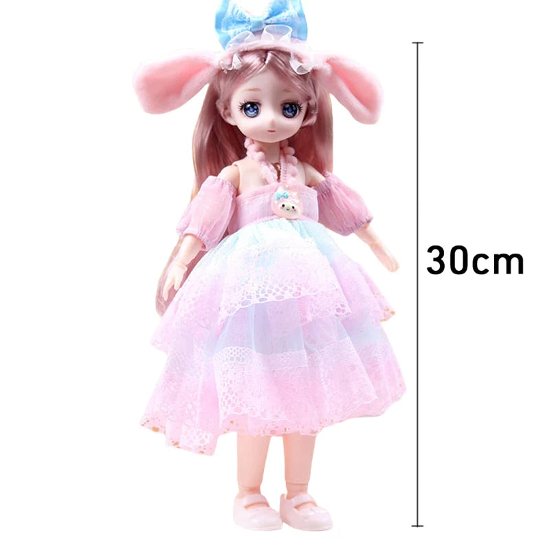 30CM Movable Joint Doll Girl Dress Up DIY Toys Cute Safety Baby Doll Babies