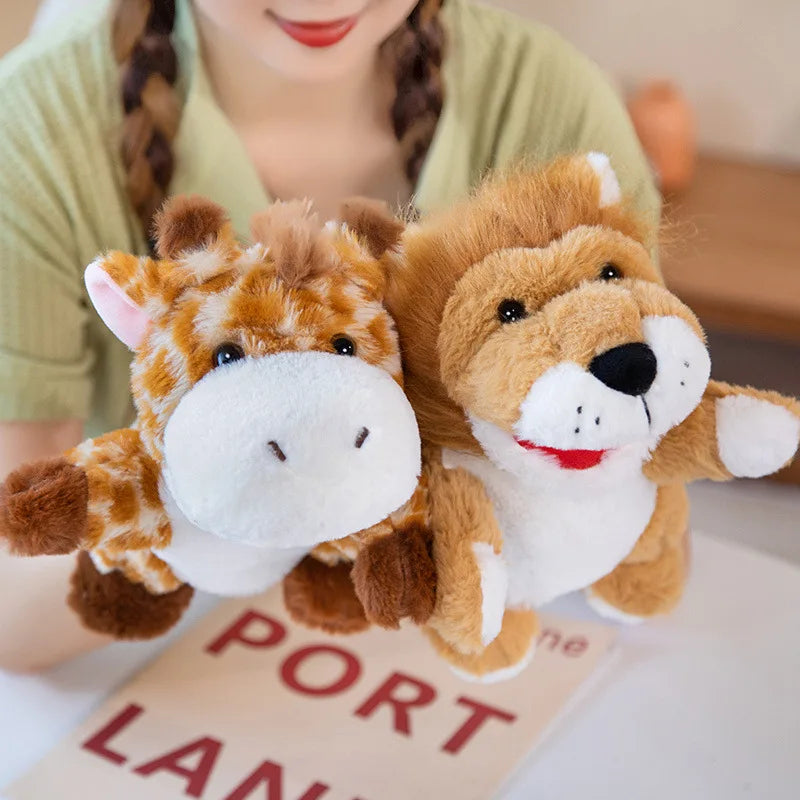 Stuffed Plush Animals Toys Hand Finger Story Puppet Lion Elephant Bunny Monkey
