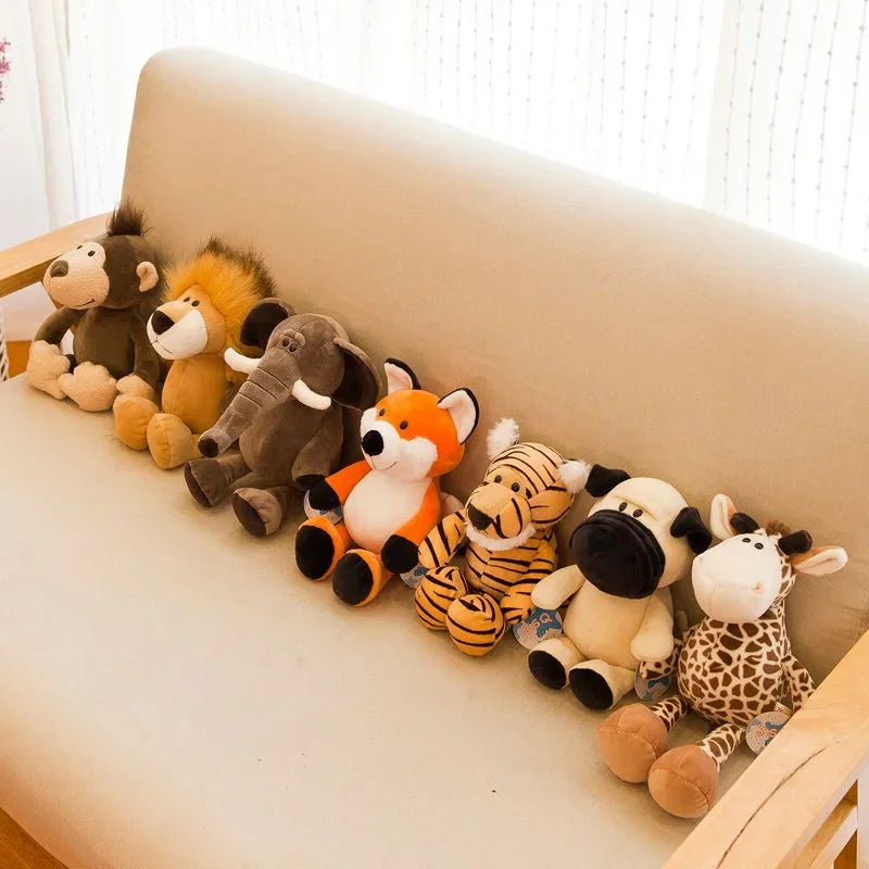 25CM Jungle Animal Plush Toys Plush Dog Zebra Elephant Lion Fox Giraffe