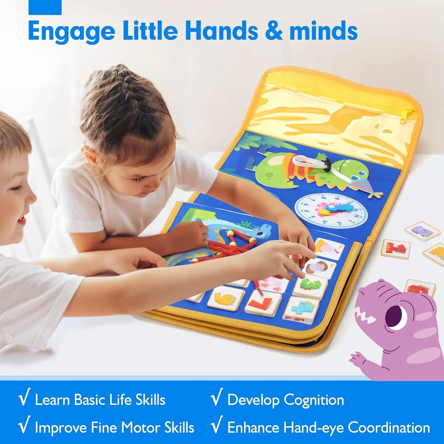 Toddler Busy Board Montessori Toys Learning Educational Activities Travel Toy Dinosaur