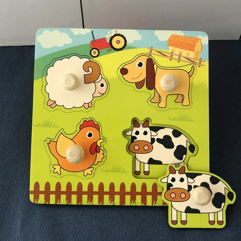 Children Hand Scratch Board Game, 3D Puzzle Early Education Matching Board Game