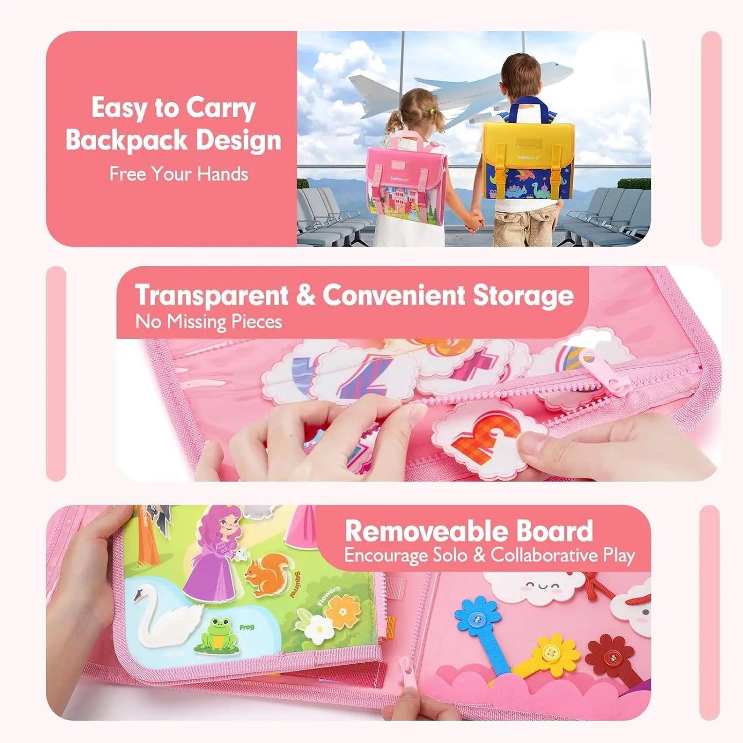Toddler Busy Board Montessori Toys Learning Educational Activities Travel Toy Dinosaur