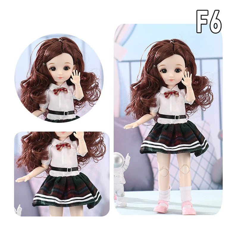 12 Inch 30cm 1/6 Girl Bjd Dolls with Clothes Skirt Hat Headdress Dress Up DIY Toys Dollhouse