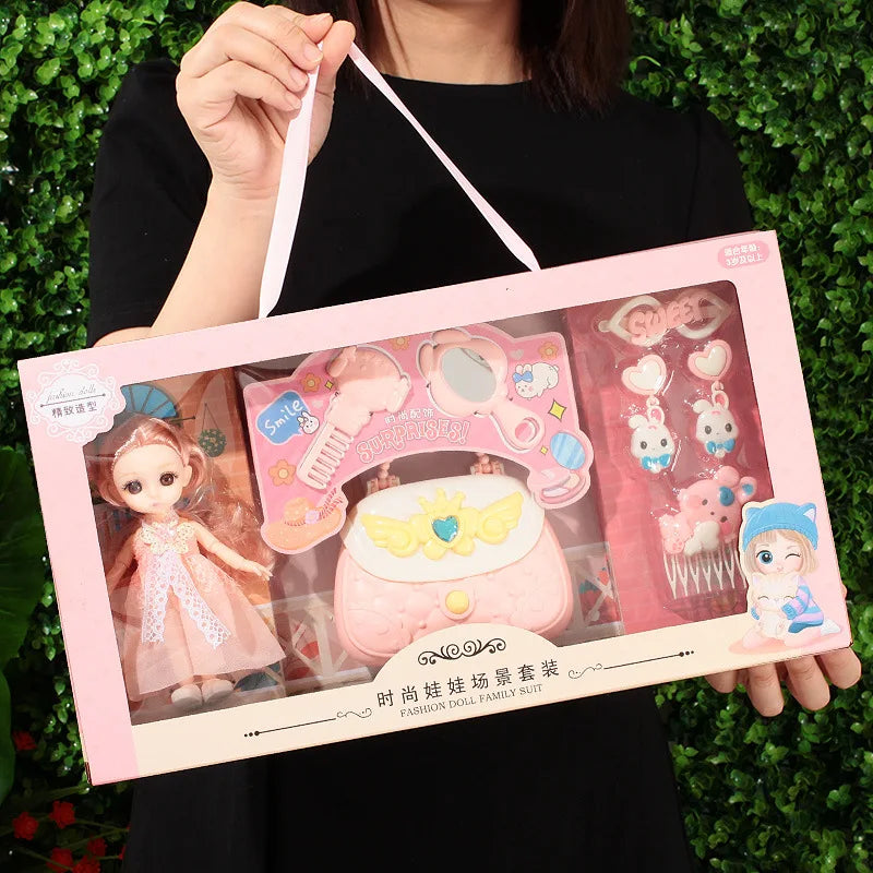 Toys BJD Doll for Girls Gifts Princess Bag Pet Shop Bicycle Joint Movable Full Set