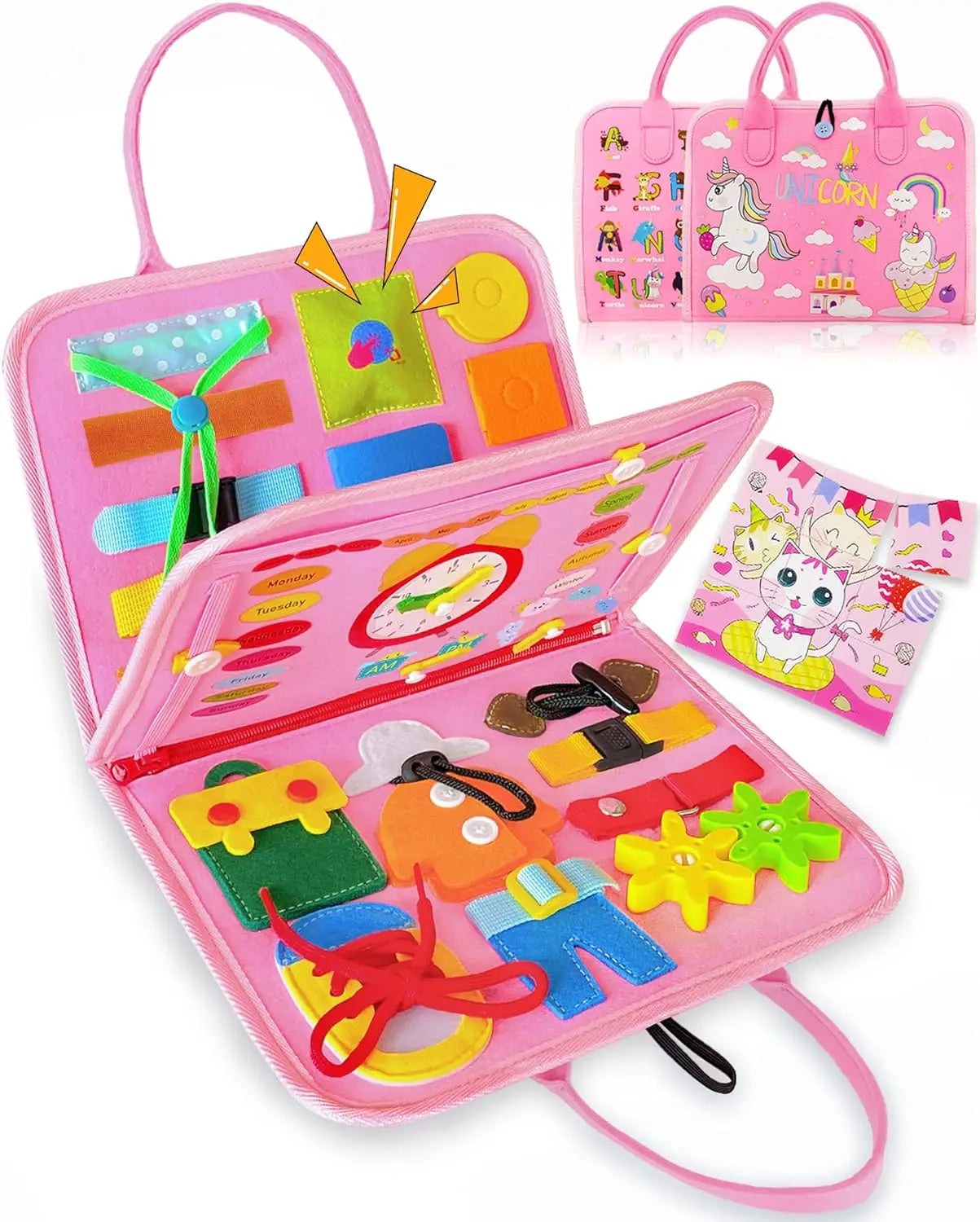 Toddler Busy Board Montessori Toys Learning Educational Activities Travel Toy Dinosaur