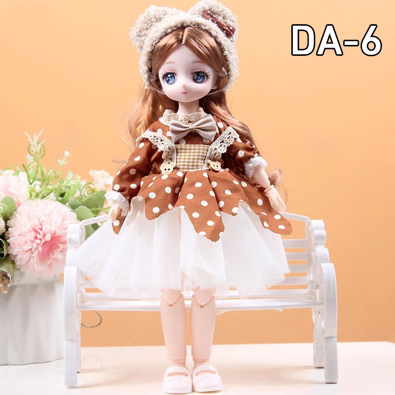 30CM Movable Joint Doll Girl Dress Up DIY Toys Cute Safety Baby Doll Babies