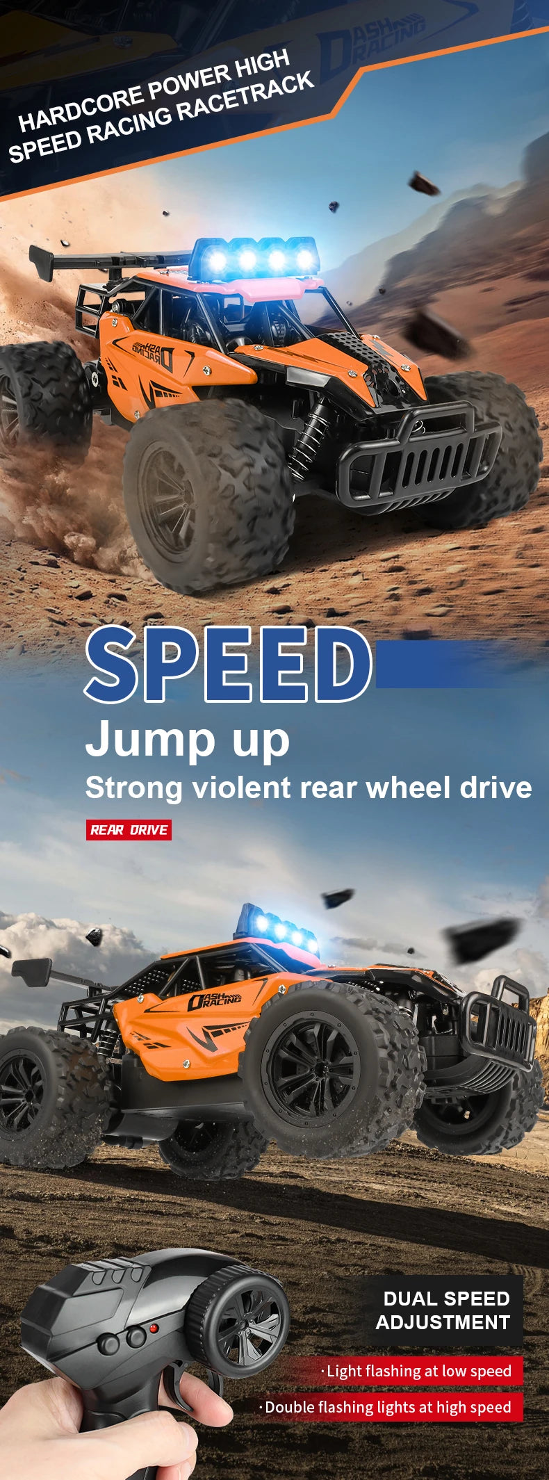 1:16 2.4G 20km/H Model With LED Lights 2wd Off-Road Remote Control car