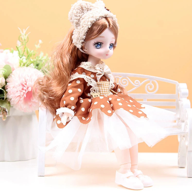 30CM Movable Joint Doll Girl Dress Up DIY Toys Cute Safety Baby Doll Babies