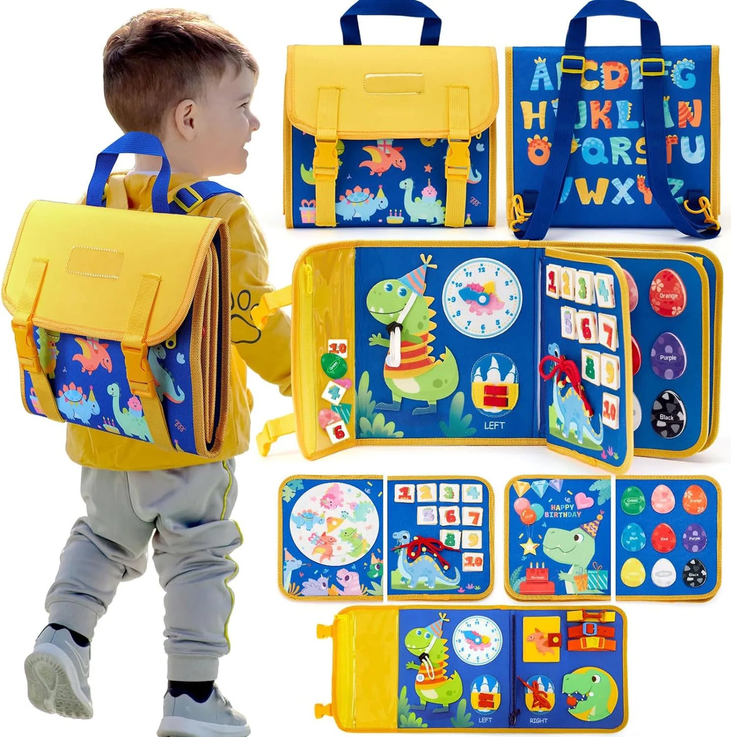 Toddler Busy Board Montessori Toys Learning Educational Activities Travel Toy Dinosaur