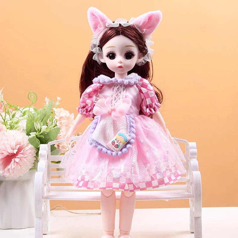 30CM Movable Joint Doll Girl Dress Up DIY Toys Cute Safety Baby Doll Babies