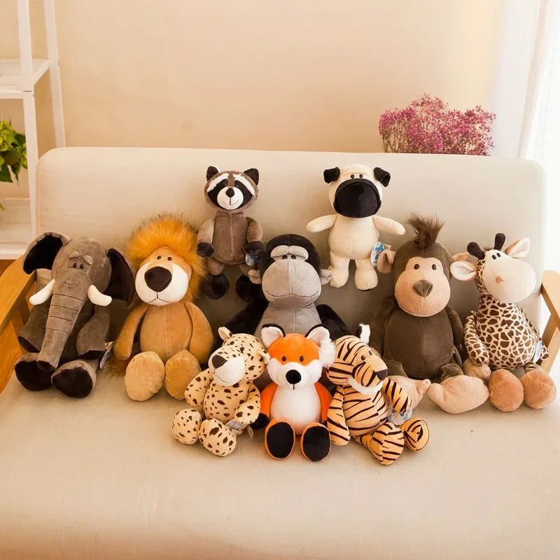 25CM Jungle Animal Plush Toys Plush Dog Zebra Elephant Lion Fox Giraffe