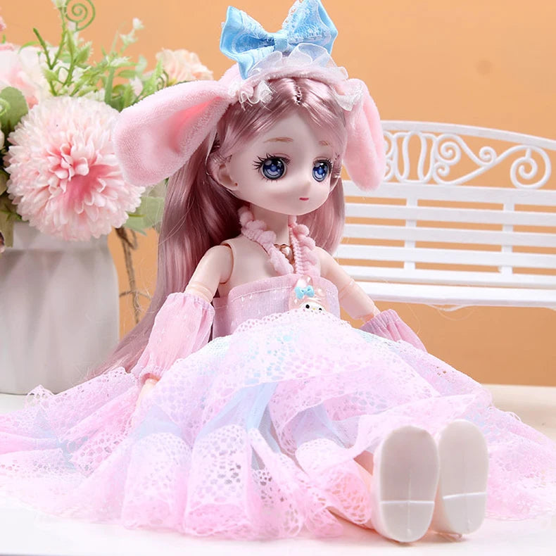 30CM Movable Joint Doll Girl Dress Up DIY Toys Cute Safety Baby Doll Babies
