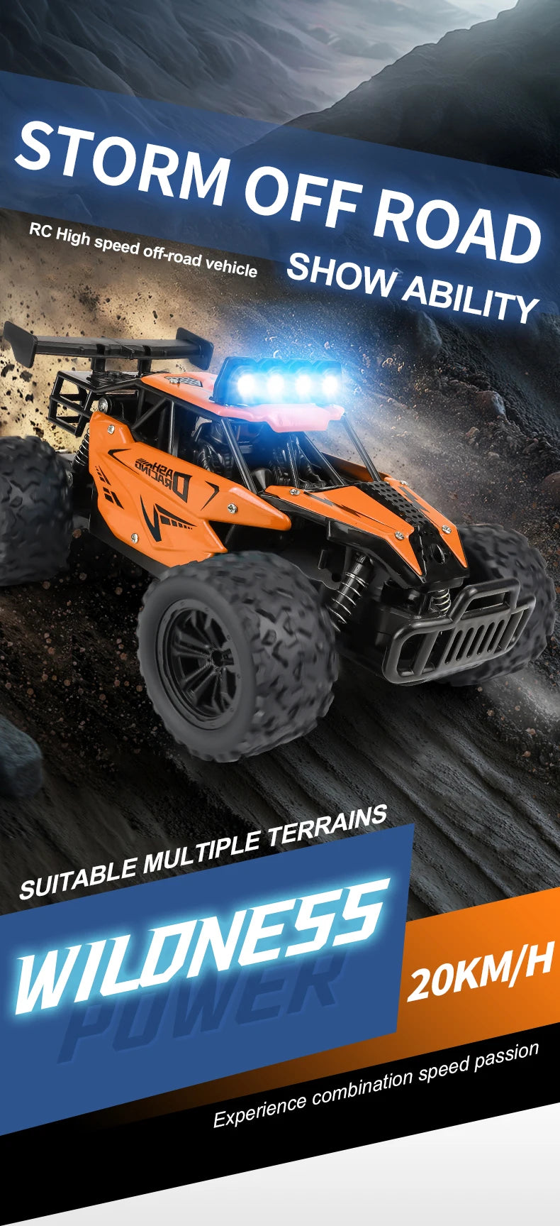 1:16 2.4G 20km/H Model With LED Lights 2wd Off-Road Remote Control car