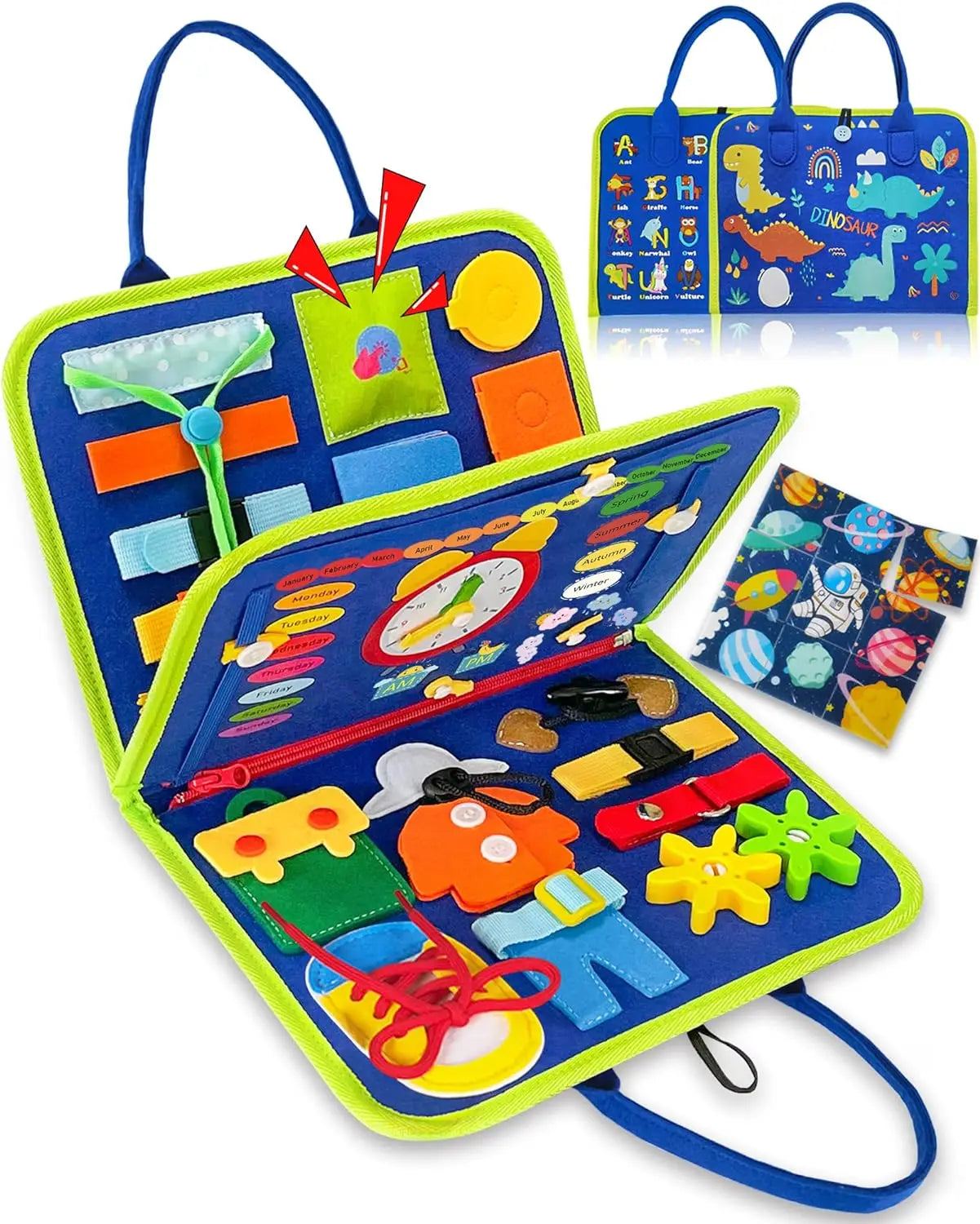 Toddler Busy Board Montessori Toys Learning Educational Activities Travel Toy Dinosaur