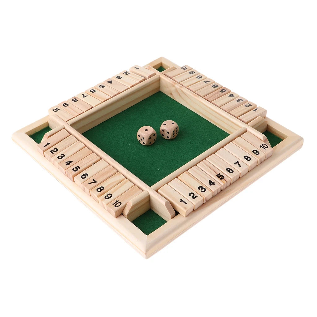Deluxe Four Sided 10 Numbers Shut The Box Board Game