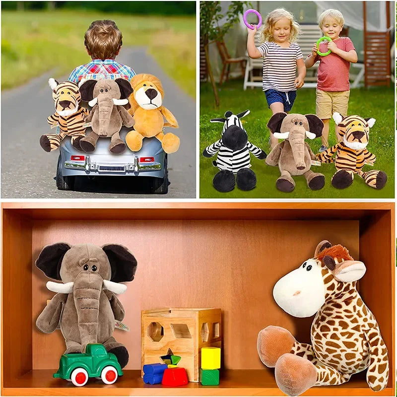 25CM Jungle Animal Plush Toys Plush Dog Zebra Elephant Lion Fox Giraffe