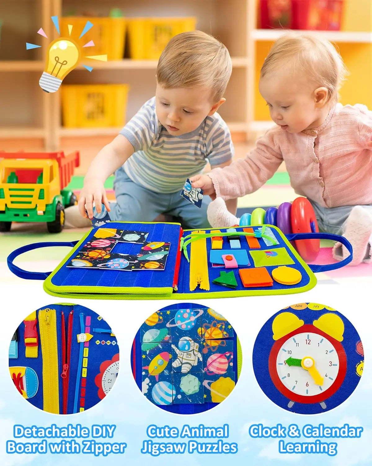 Toddler Busy Board Montessori Toys Learning Educational Activities Travel Toy Dinosaur