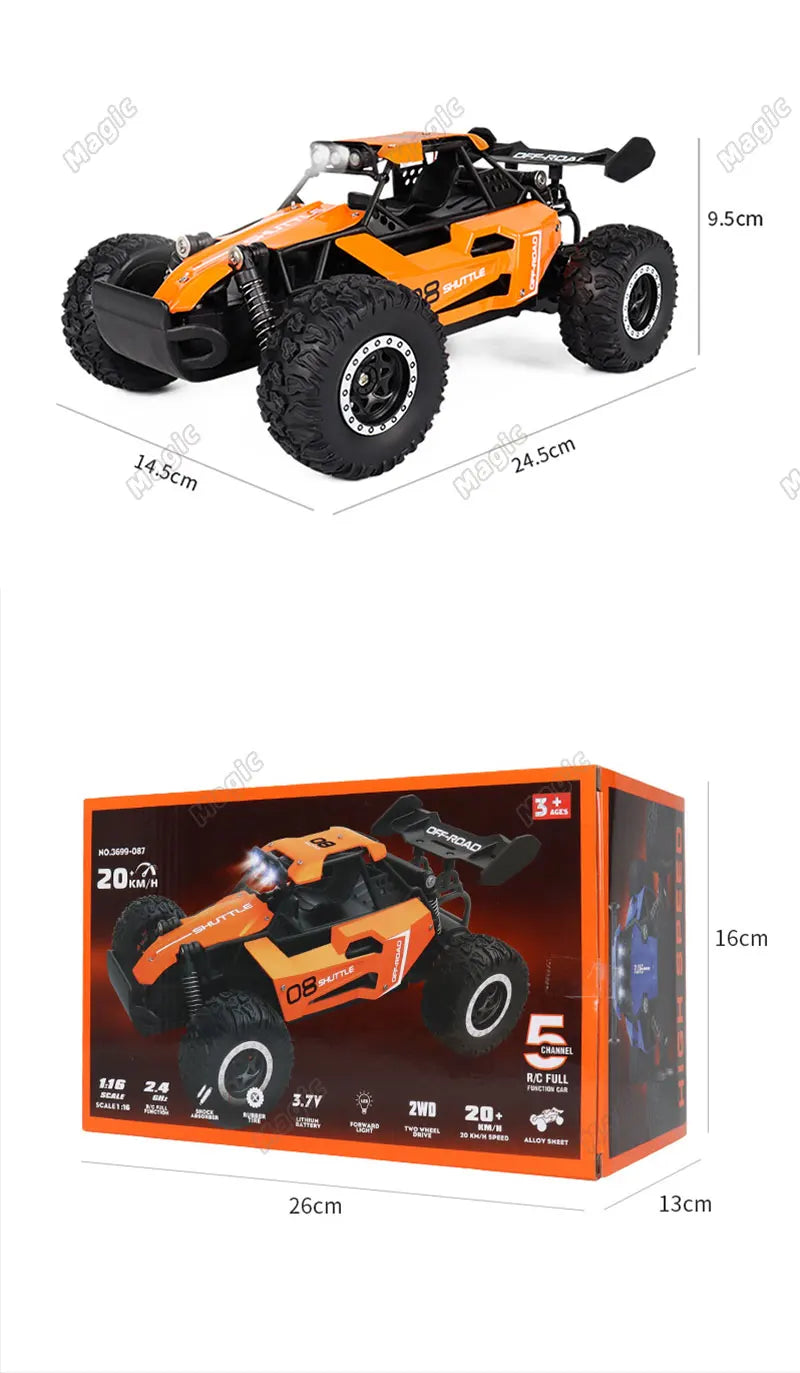 New RC Car 1:16 2.4Gh 20KM/H Model With LED Lights 2WD Off-road Remote Control