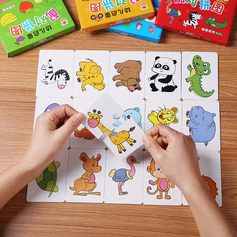 Early Montessori Education Puzzle Toys, Jigsaw Animal Color Shape cards