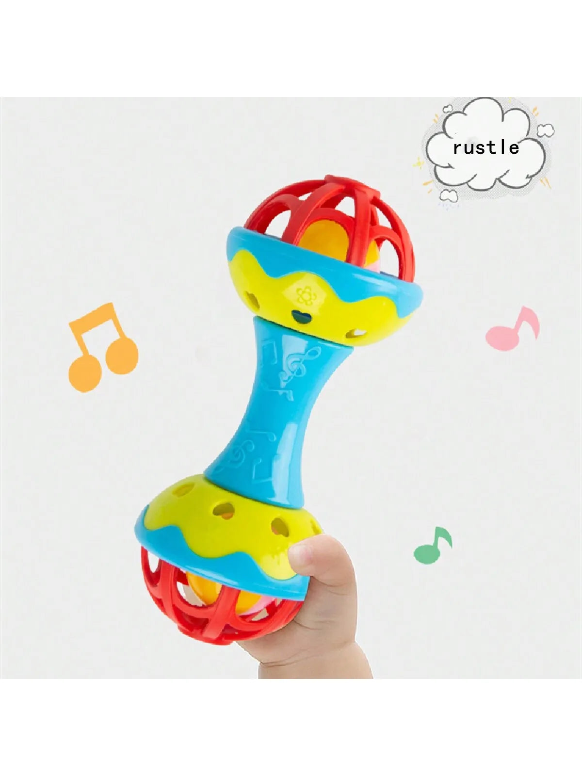 1pc random color Toddler Double-headed Hand Rattles Soothing Hand Grip Rattles Toys